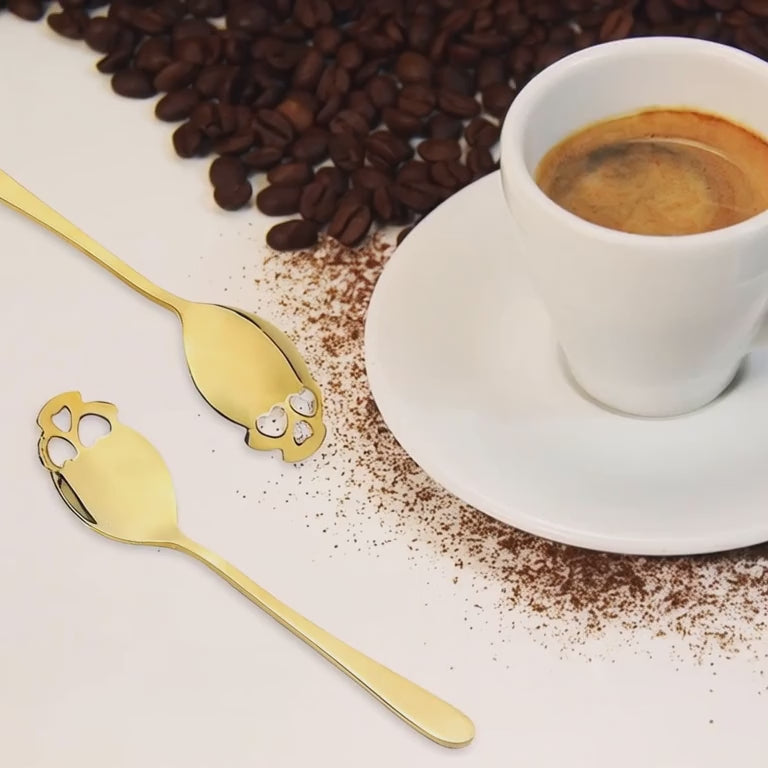 SKULL, Set of 8 GOLD Spoons ✨ Stirring Spoons for Coffee & Tea | 304 Stainless Steel | Brand New Bargain!