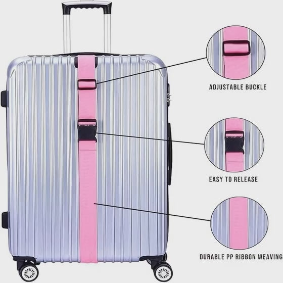 Sourcing Map - BARN FIND! 2M Adjustable Pink Luggage Strap with ID Label & Buckle | Secure & Identify Your Bags Instantly!
