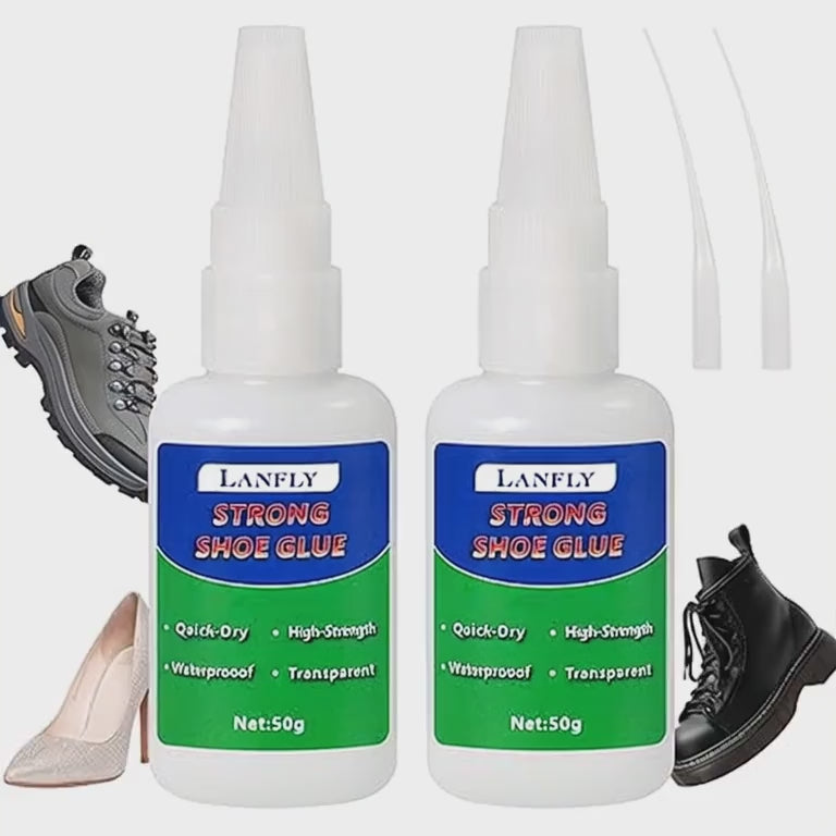 LANFLY Super Strong Shoe Glue - Instant Sole Repair (2x50g) | Quick-Dry, Waterproof, Transparent Adhesive for Shoes, Boots, Handbags | Brand New Batch | ZetaStore.uk Exclusive Bargain