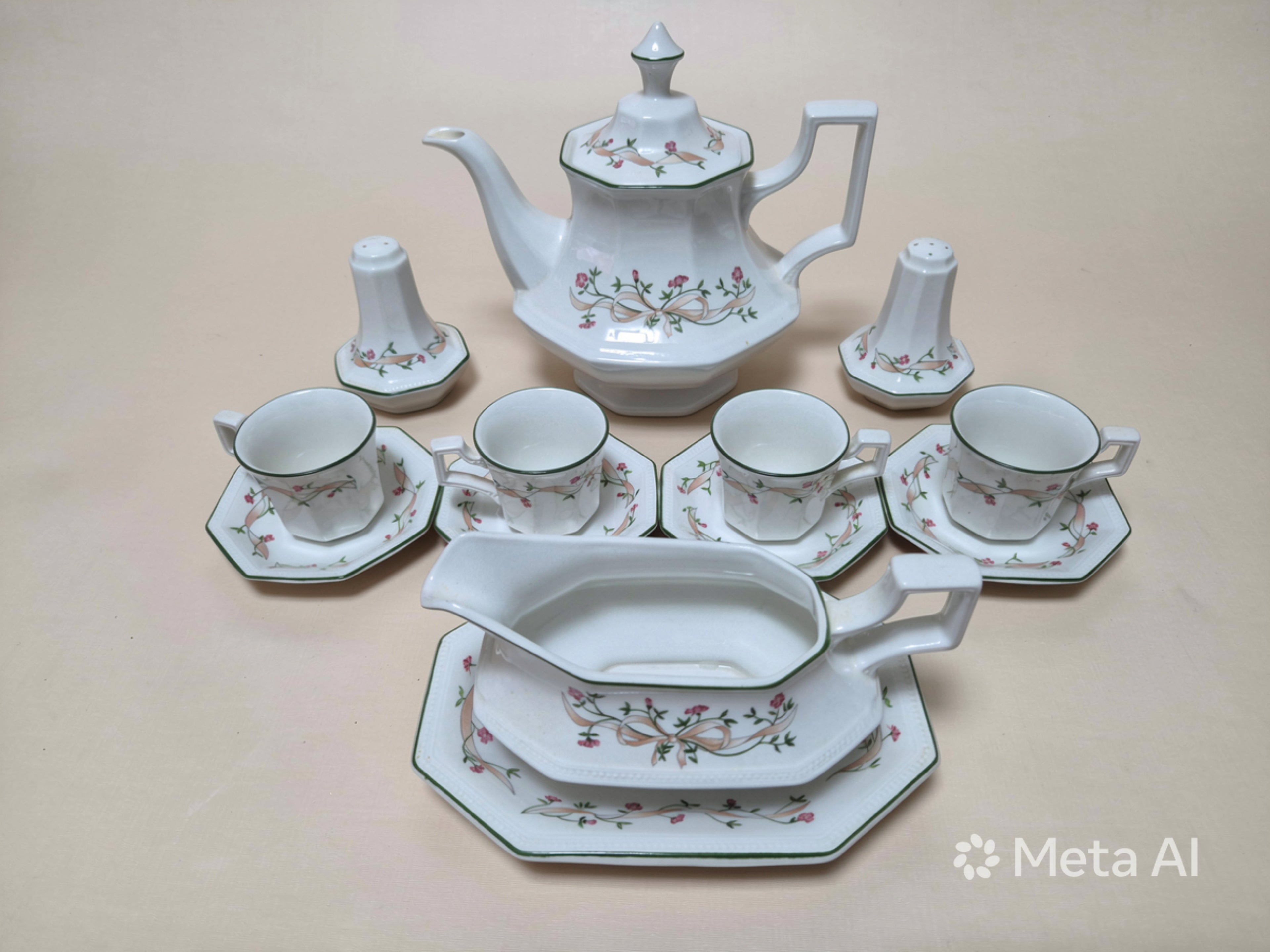 Johnson Brothers Eternal Beau vintage ceramic plate with intricate floral design on a soft background.