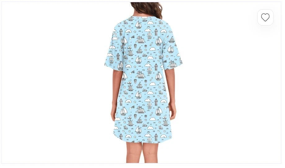 YVH Women's Halloween Nightdress - V Neck Short Sleeve Sleep Dress - Cute Pumpkin Ghost Bat Print Loungewear Nightshirt - Zeta Store