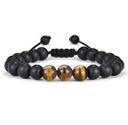 Natural Stone Father’s Bracelet - Tiger Eye & Black Agate. The Perfect Dad Gift from Daughter - Zeta Store