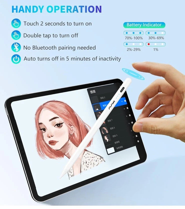 MMK Magnetic Stylus Pen for iPad | Fast Charge, Tilt Sensitivity & Palm Rejection - Zeta Store