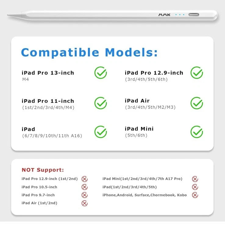 MMK Magnetic Stylus Pen for iPad | Fast Charge, Tilt Sensitivity & Palm Rejection - Zeta Store