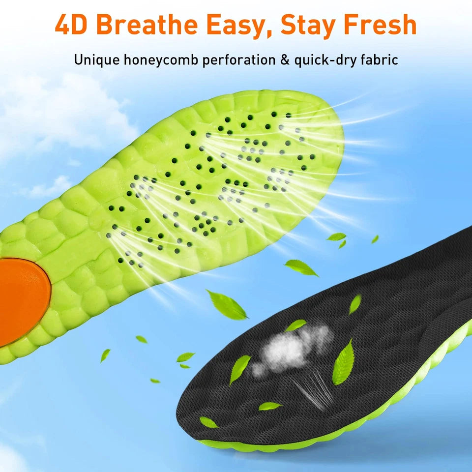 Aikusick Memory Foam Insoles - 2 Pair 4d Cloud Arch Support Insoles - Trim To Fit - Plantar Fasciitis, Flat Feet, Heel Pain Relief - Men & Women