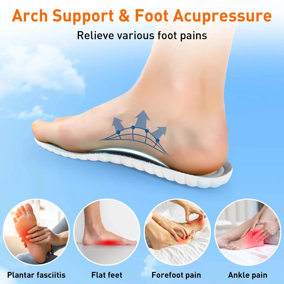 Aikusick Memory Foam Insoles - 2 Pair 4d Cloud Arch Support Insoles - Trim To Fit - Plantar Fasciitis, Flat Feet, Heel Pain Relief - Men & Women