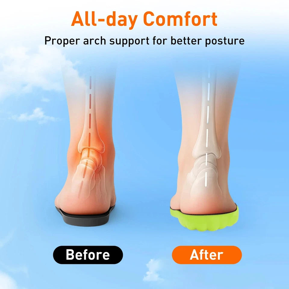 Aikusick Memory Foam Insoles - 2 Pair 4d Cloud Arch Support Insoles - Trim To Fit - Plantar Fasciitis, Flat Feet, Heel Pain Relief - Men & Women