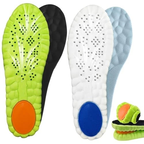 Aikusick Memory Foam Insoles - 2 Pair 4d Cloud Arch Support Insoles - Trim To Fit - Plantar Fasciitis, Flat Feet, Heel Pain Relief - Men & Women