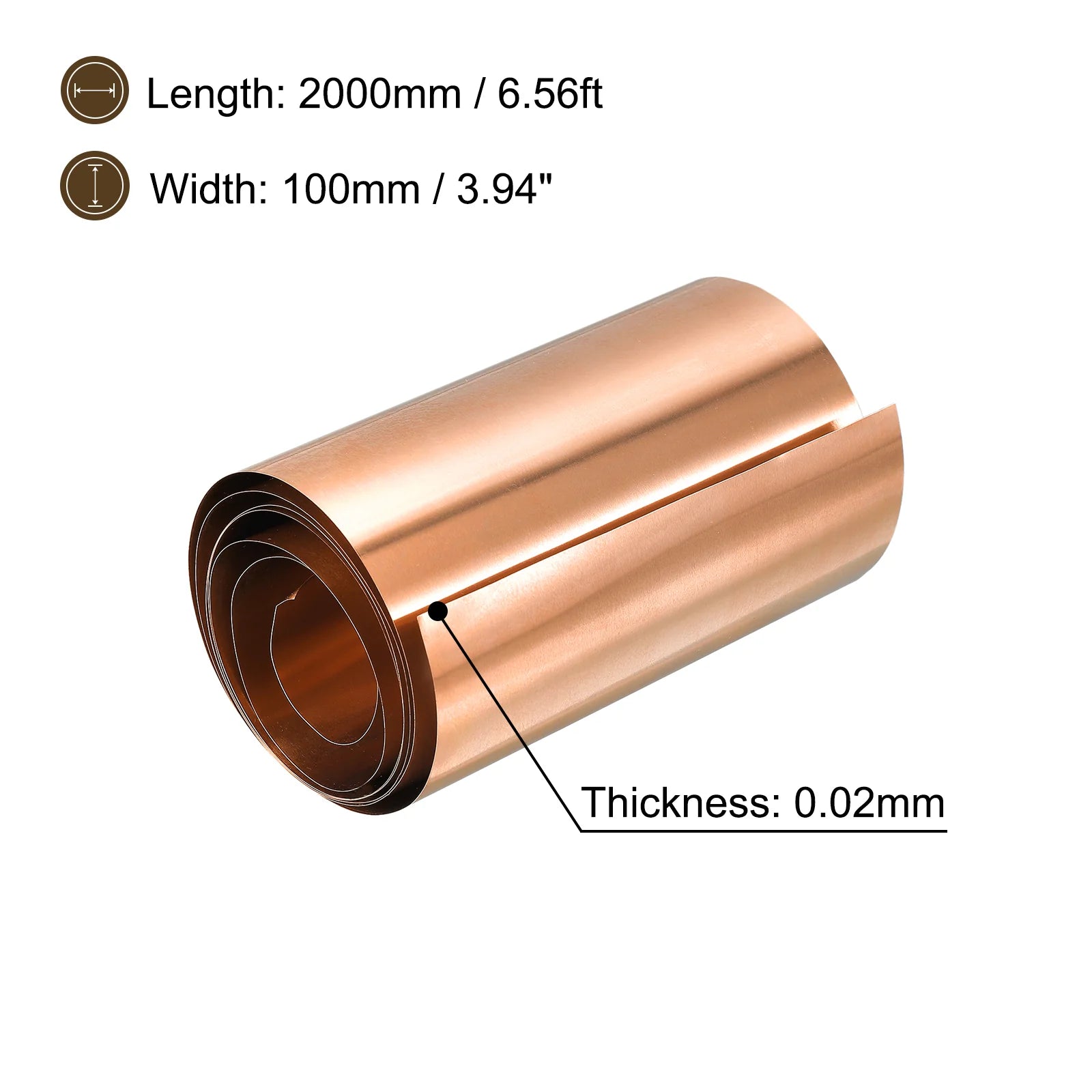 Ultimate 99.9% Pure Copper Sheet Roll – 2000mm x 100mm x 0.02mm | Bendable, Weatherproof & Conductive! - Zeta Store
