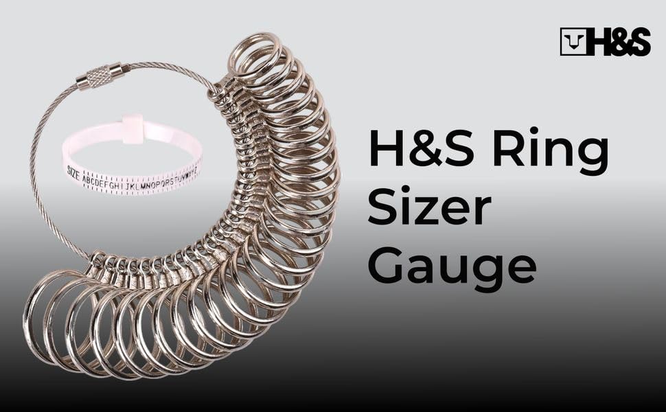 H&S Ring Sizer UK A-Z Gauge Kit + Plastic Belt | Men Women Finger Measurer | At Home Ring Size Tool
