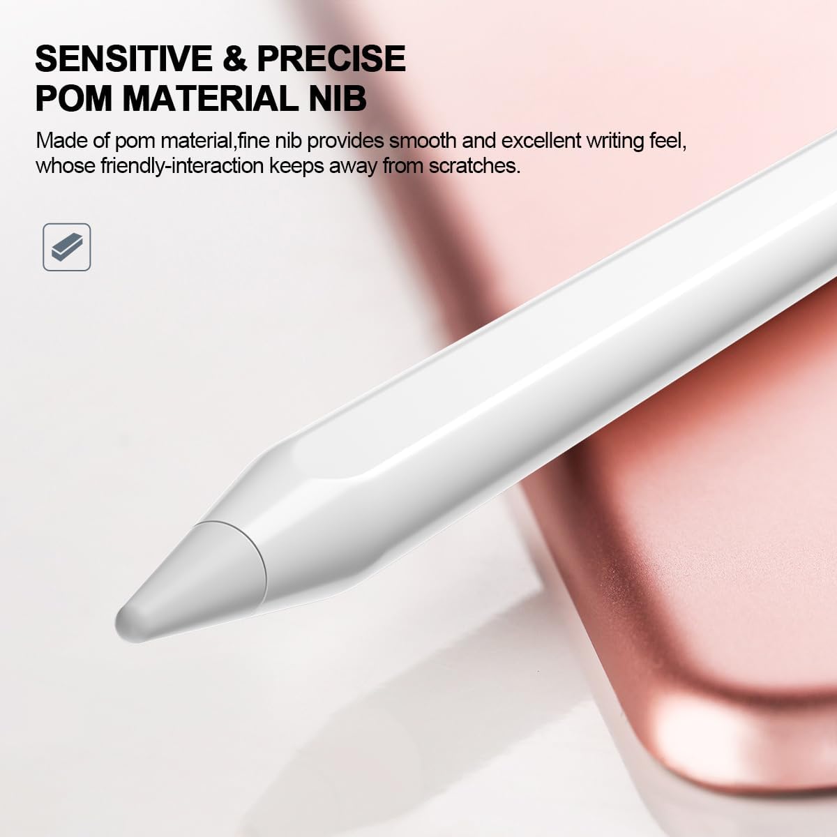 AICase stylus pen for iPad with 1.5mm fine tip, tilt function, USB-C recharge, magnetic design, 4 extra tips, and cable.