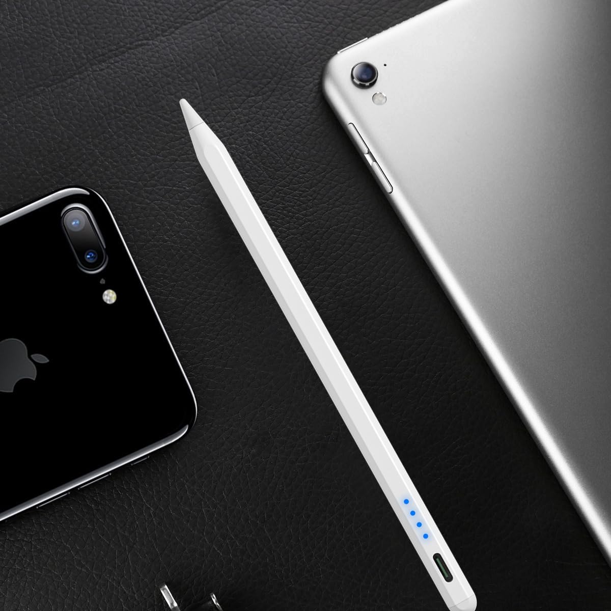 AICase stylus pen for iPad with 1.5mm fine tip, magnetic design, USB-C recharge, 10-hour battery, and four extra tips.