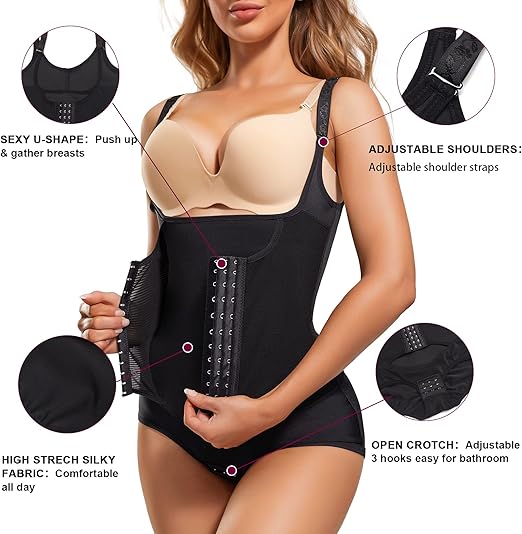 Gotoly Waist Trainer Bodysuit Shapewear Women - Size M - Tummy Control Full Body Shaper With Butt Lifter Open Bust Corset