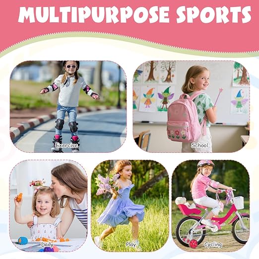 Zuimei 5 Pairs Girls Heart Athletic Socks 3-8 Years - Striped Cotton Tennis Socks for Girls - Cute Multi-Colour Sport & School Socks (Pink, Yellow, Green, Orange, Beige)
